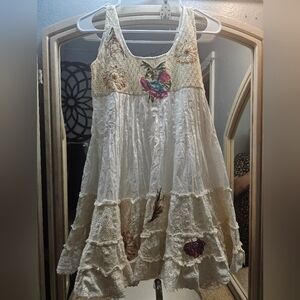 Elegant Cream Floral Womens Mini Dress